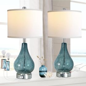 Glass Table Lamp For Living Room Bedroom Set Of 2, 22.5" LED Light With Touch Control