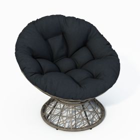 40" Ergonomic Wicker Papasan Chair with Cloud Thick Density Fabric Cushion,3-proof Cover,High Capacity Iron Frame,Fluid 360 Degree Swivel for Reading