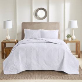 3 Piece Reversible Bedspread Set White King/Cal King