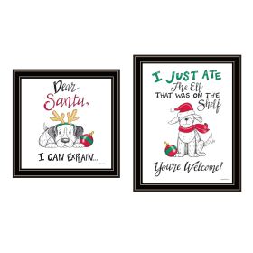 Trendy Decor 4U 2- Piece Vignette Dear Santa, I Can Explain Black Framed Wall Art for Living Room, Bedroom Wall Art Print for Home Decor by Deb Strain