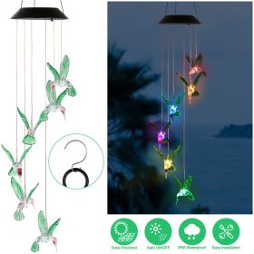 LED Solar Hummingbird Wind Chime Solar String Lights 6 LEDs Color-Changing IP65 Waterproof Decorative Lamp Lighting for Home Garden Fence Party