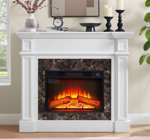 Electric Fireplace with Mantel, Fireplace Mantel, Fireplace Heater Freestanding, Realistic Stacked Stone Surround with Remote Control Timer LED Flame