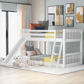 Twin over Twin Bunk Bed with Convertible Slide and Ladder, White(Expected Arrival Time: 1.13)(Old SKU: SM000213)