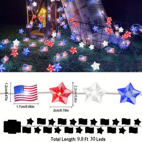 1pc, Flag String Lights, 4th Of July Memorial Day American Flag Stars Decoration String Lights, Battery Operated With Multi-Function Remote Light