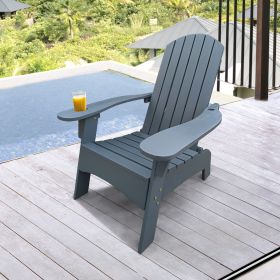 Outdoor or indoor Wood Adirondack chair with an hole to hold umbrella on the arm ,Gray