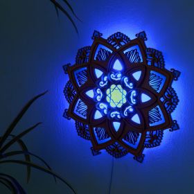 Lotus Mandala Yoga Wall Lamp, Bohemian Style Wood Wall Scone, Ambient Night lights, Creative Gifts