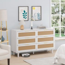 Drawers Rattan Storage Cabinet Rattan Drawer,for Bedroom,Living Room,White