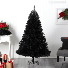 1 Pc 7.5 Feet Hinged Artificial Unlit Christmas Tree Unique Black Tree For Indoor And Outdoor Use