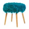 TURQUOISE FAUX FUR STOOL