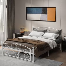 Twin Size Metal Bed Sturdy System Metal Bed Frame ,Modern Style And Comfort To Any Bedroom (Color: White)