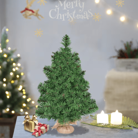 1 Pc 2 3 Feet Tabletop Unlit Christmas Tree In Burlap Base For Outdoor And Indoor (Option: 2ftGreen)