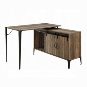 Rustic Oak Writing Desk With Sliding Barn Door (Option: Rustic)