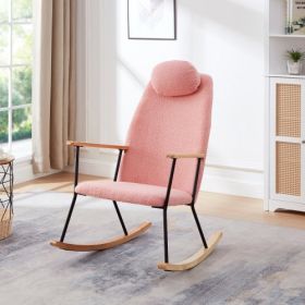 Modern Rocking Chairs Upholstered Chairs Comfortable Side Chairs For Children's Rooms, Bedrooms, Living Rooms (Color: Pink)