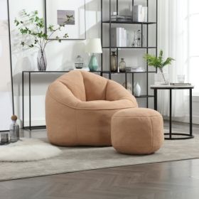 Bedding Bean Bag Sofa Chair High Pressure Foam Bean Bag Chair Material With Padded Foam Padding Compressed Bean Bag With Footrest (Option: Tan)