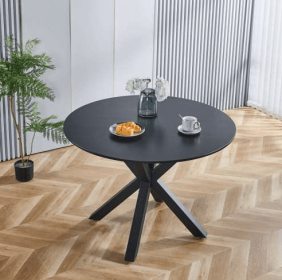 Fiberboard Black Dining Table (Option: Matte Black)