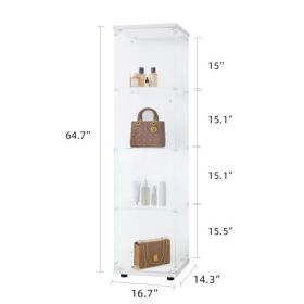 Glass Display Cabinet 4 With Gantry, Floor-to-ceiling Rare Bookshelf, Suitable For Living Room, Bedroom, Office (Color: White)