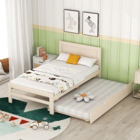 Modern Design Twin Size Platform Bed Frame With Trundle For White Washed Color (Color: White)