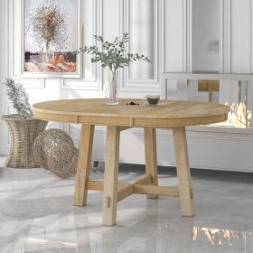 Circular Expandable Dining Table (Option: Natural Wood)