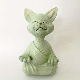 Whimsical Cat Sculpture, Buddha Meditating Cat Statue, Cat Lover, Garden Animals, Decorations For Patio Yard Lawn Porch Desktop (Color: Grey Cat)