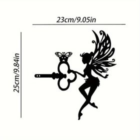 1pc Angel On Branch Steel Silhouette Metal Art Fairy Silhouette Ornament Wall Art Home Garden Yard Patio Outdoor Statue Stake Decoration (Model: A17)