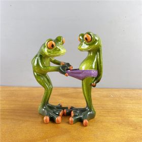 NORTHEUINS Resin Leggy Couple Frog Figurine Modern Creative Animal Statue for Interior (Color: A)