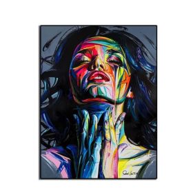 Ha's Art 100% Handmade Large Home Decor Francoise Nielly Face Oil Painting Wall Art Picture Portrait Palette Knife Canvas Acrylic Texture Colorful (size: 90X120cm)