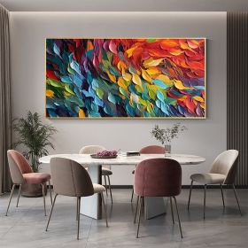 Handmade Oil Painting Original Colorful Feathers Oil Painting On Canvas Large Wall Art Abstract Colorful Custom Painting Home Decor (Style: 01, size: 150X220cm)