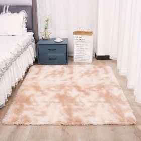 Tie-Dyed Plush Shag Furry Area Rug for Bedroom, Living Room, Nursery- Ultra Soft and Fluffy, Washable, Non-Shedding (Color: Tie-dye Beige, size: 35.4*59.1 inch)