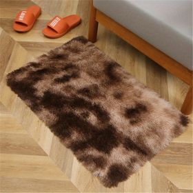 Plush Silk Fur Rug for Indoor Bedroom and Living Room - Soft and Luxurious Floor Mat (Color: Tie-dye Brown, size: 23.62*35.43inch)