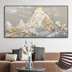 Hand Painted Oil Painting White Snow Mountain Art On Canvas Gold Leaf Texture Painting Abstract Landscape Oil Painting Wabi Sabi Wall Art (Style: 01, size: 150X220cm)