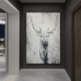 Hand Painted Oil Painting Hand Painted Rich Deer Oil Painting On Canvas Animal Pattern Decorative Painting Classical Porch Mural Handmade Art Living R (Style: 01, size: 60X90cm)