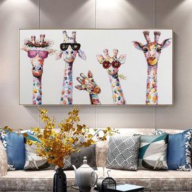 Hand Painted Oil Painting  Horizontal Abstract Animals Giraffe Modern Living Room Hallway Bedroom Luxurious Decorative Painting (Style: 01, size: 150X220cm)