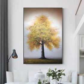 Hand Painted Oil Painting Original Tree Painting on Canvas Large Abstract Gold Big Tower Tree Landscape Acrylic Oil Painting Modern Living Room Wall A (Style: 01, size: 50X70cm)