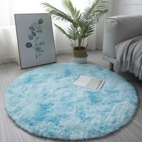 Super Soft Plush Round Rug Mat Fluffy White Carpets For Living Room Home Decor Bedroom Kid Room Decoration Salon Thick Pile Rug (Color: Blue, size: 80x80cm)