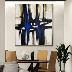 Abstract Art Work Monochrome Handmade Painting Blue Accent Art Soft Bold Strokes Custom Oil Painting (Style: 01, size: 60x60cm)