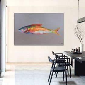 Family Wall Decor Contemporary Painting Abstract Oil Painting Large Canvas Art Fish Wall Art Abstract Canvas Painting Original Painting (Style: 01, size: 100X150cm)