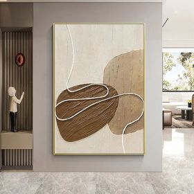 White and Beige Minimalist Wall Art Wabi Sabi Wall Art Oversize Minimalist Oli Painting on Canvas Neutral Textured Painting Brown Wall Decor (Style: 01, size: 100X150cm)