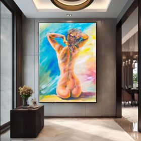 Hand Painted Naked back woman Oil painting on Canvas Modern Art Canvas Wall Art - Wrapped Canvas Painting (Style: 01, size: 140x210cm)