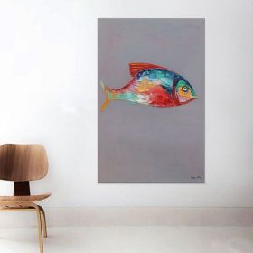 Large Wall Art Painting Fish Painting Abstract Canvas Art Abstract Handmade Painting Original Abstract Painting Kitchen Decor Large Art (Style: 01, size: 90x130cm)