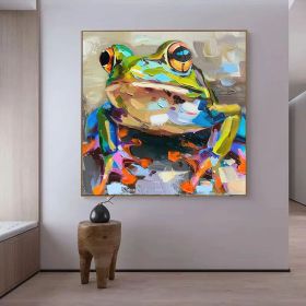 Tree Frog Original Oli Painting Animal Impasto Artwork Toad Oil Wall Art Decor Gifts for Her (Style: 01, size: 80x80cm)