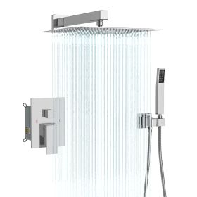 12 Inches Rain Mixer Shower Combo Set Rainfall Wall Mounted Dual Shower Head System (Finish: Chorme)