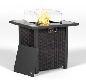 28 Inch Propane Fire Pit Table, Rattan & Wicker-Look (Color: as Pic)