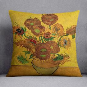 Still Life Vase with Fifteen Sunflowers by Van Gogh Cushion (Insert: Without Insert, size: 18" X 18")