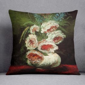 Vase with Peonies by Van Gogh Cushion (Insert: Without Insert, size: 20" X 20")