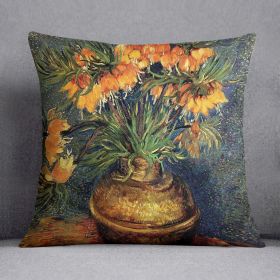 Fritillaries in a Copper Vase by Van Gogh Cushion (Insert: Without Insert, size: 20" X 20")