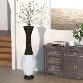 39-Inch Tall Standing Designer Floor Vase - Durable Artificial Rattan - Elegant Two-Tone Dark Brown Finish - Ideal Decor Accent for Living Room (Color: as Pic)