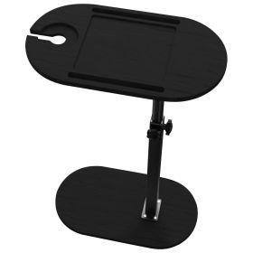 C-Shaped Bathtub Tray Table With Adjustable Height 360° Rotatable Desktop Freestanding Bath Caddy Against Wall Couch Bed Sofa Side Table (Color: Black)