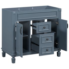 36'' Bathroom Vanity without Top Sink, Royal Blue Cabinet only (Color: Blue, Material: MDF)