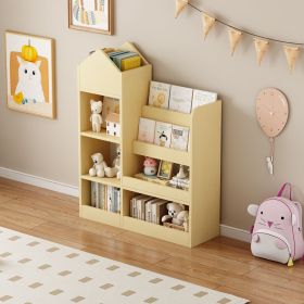 Kids Wooden Bookshelf Toy Storage Organizer with Bookcase, Kid's Storage Unit with 6 Compartments, Children Multi Shelf for Books, Toys Shelf (Color: Wood, Material: MDF)