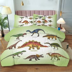 Self-produced Digital Blanket Three Piece Set ,with Cushion Cover,dinosaur Family American Small Size (Option: Twin)